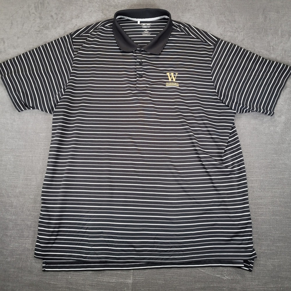 Adidas Golf Wofford College Mens 2XL Black White Striped Climalite‎ Polo Shirt